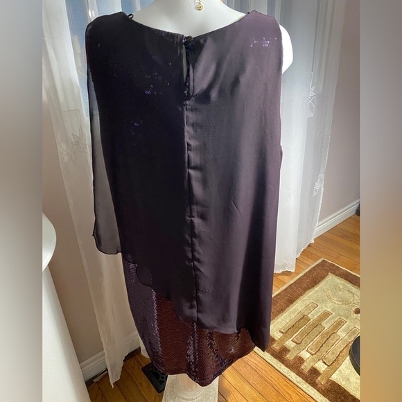 Reitmans Chiffon Poncho Sequins Dress Sz Plus 20 purple - Picture 9 of 13